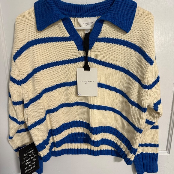 Cerulean Stripe Charlie Polo Sweater NWT Size: S/M - Picture 4 of 5